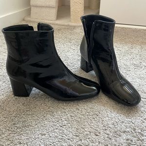 Black Patent Heeled Booties
